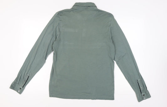 Marks and Spencer Men's Green Long Sleeve Polo L