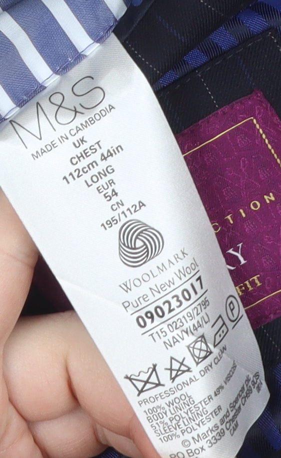 Mens UK Size 44 Marks and Spencer Regular Blue Suit Jacket
