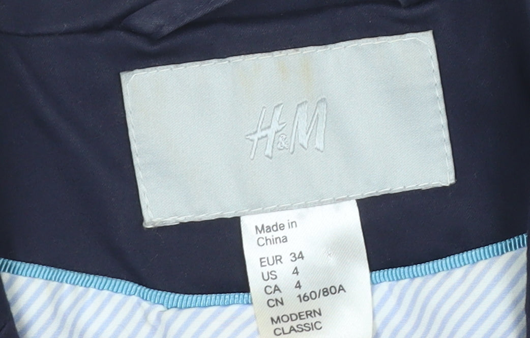 H&M Women's Blue Blazer, Size 6, Notch Collar, Business