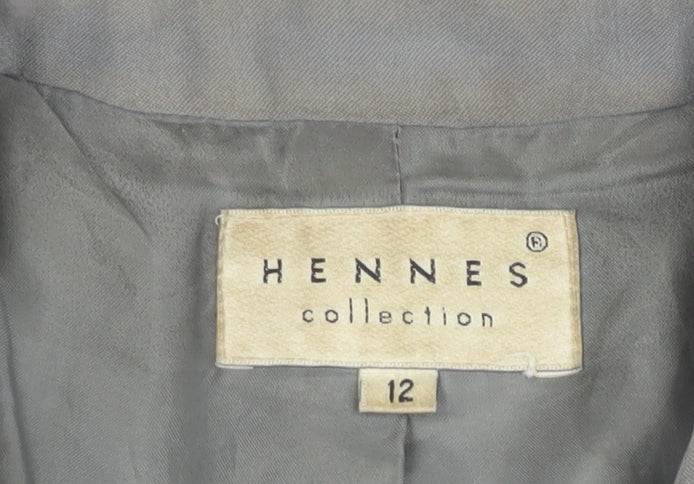 Hennes Women's Grey Long Blazer, Size 12, Button Closure