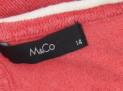 Womens UK Size 14 M&Co Pink Pullover Jumper