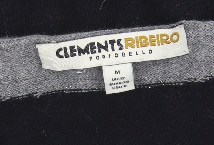 Clements Ribeiro Women's Black Striped Pullover Jumper Size M