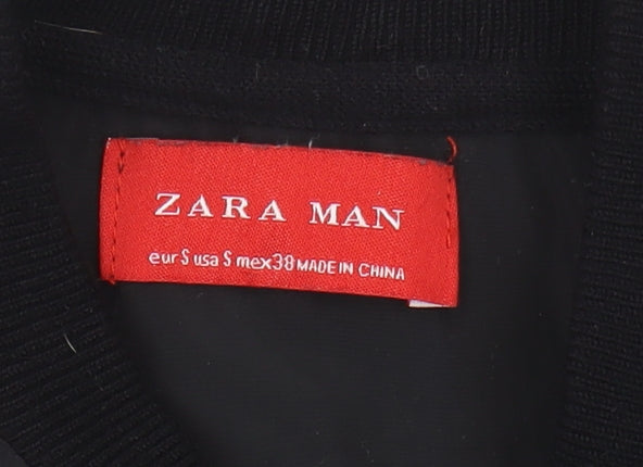 Zara Men's Black Full Zip Jumper Size S