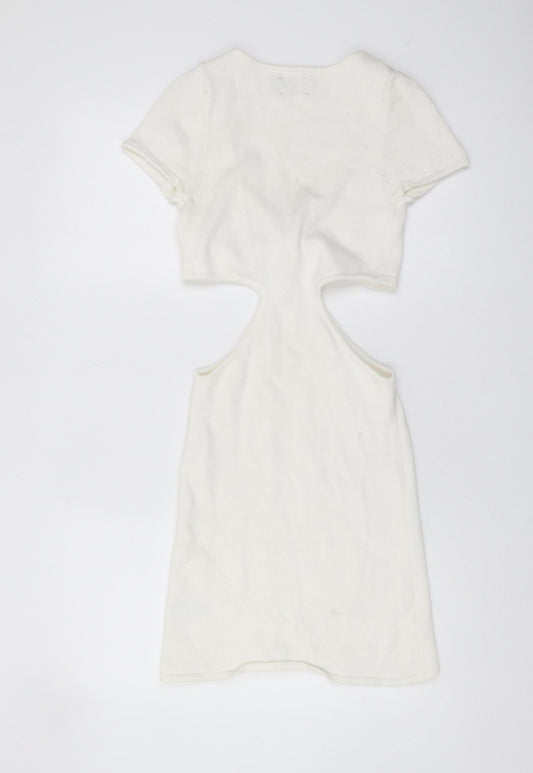 ASOS DESIGN Women's White Mini Cut Out Dress Size 8