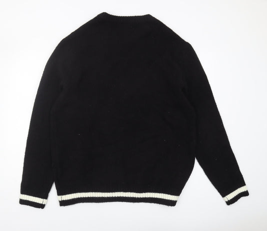 H&M Men's Black Logo Sweater, L, Casual Knitwear