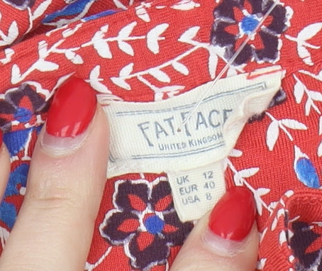 Womens UK Size 12 Fat Face Red Tunic Blouse