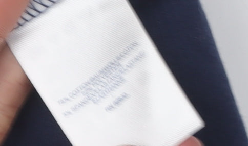 Lands' End Women's Blue Mock Neck Jumper, Size L