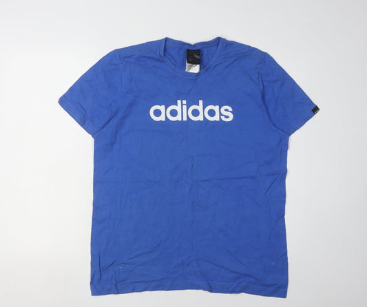 Additional front view of Adidas Men's Blue Crew Neck T-Shirt, size M