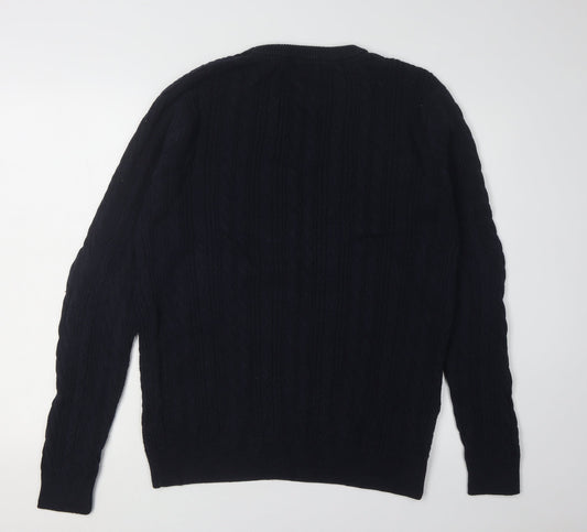 Cotton Traders Men's Blue XL Cable-Knit Pullover Jumper