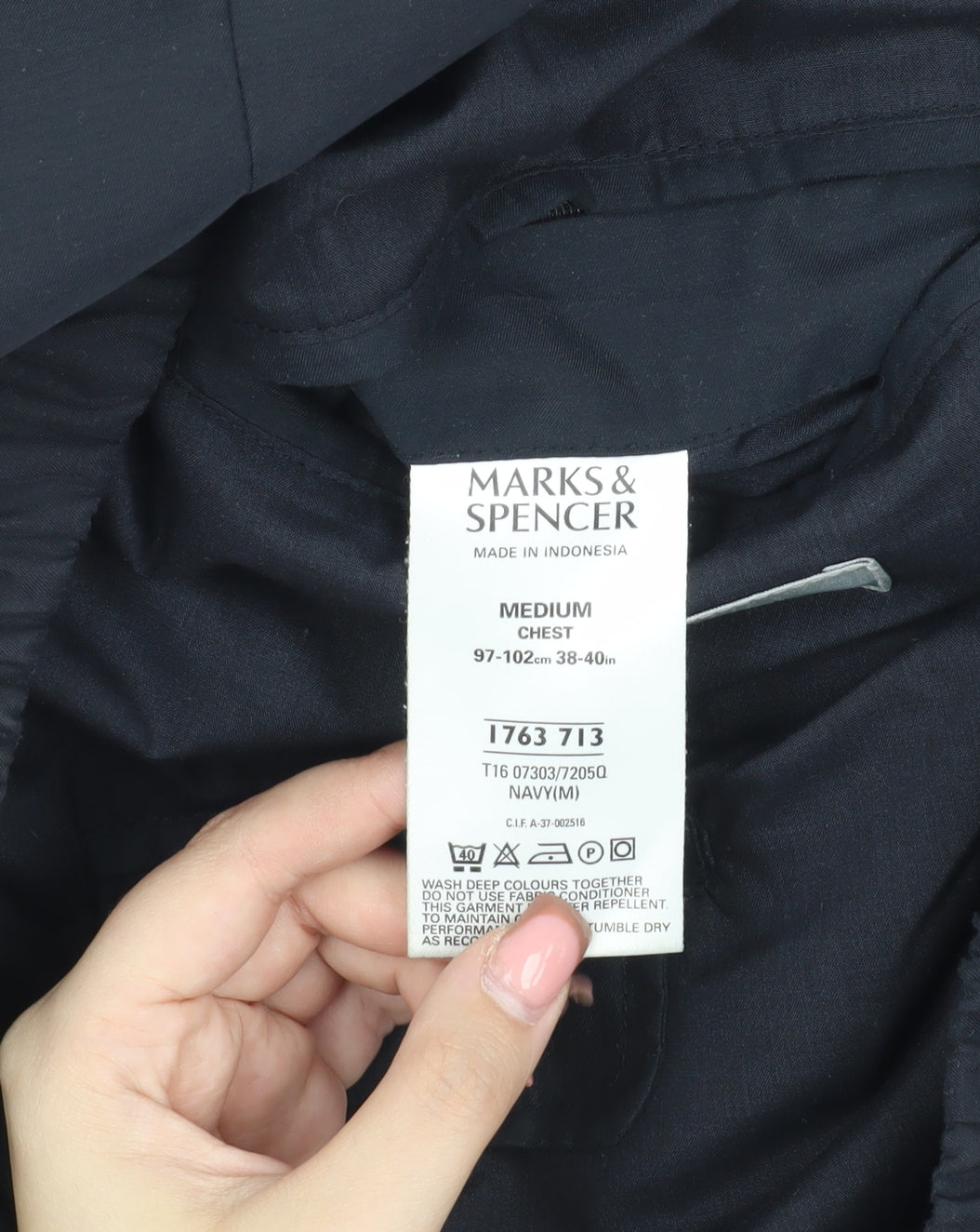 Mens UK Size M Marks and Spencer Blue Basic Jacket