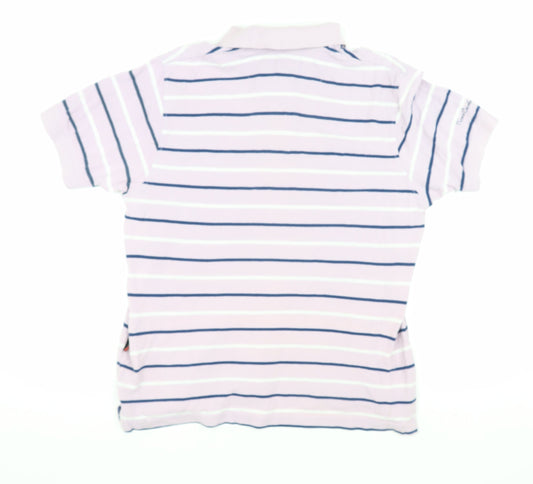 Pierre Cardin Men's White Striped Polo Shirt M