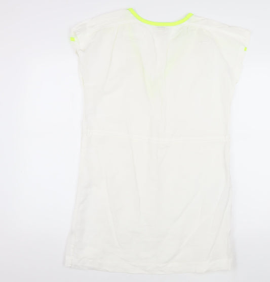 J.Crew Women's White Shift Dress, Size S, Linen Blend