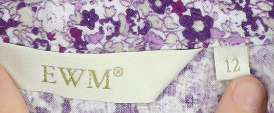 Womens UK Size 12 EWM Purple Basic Button-Up