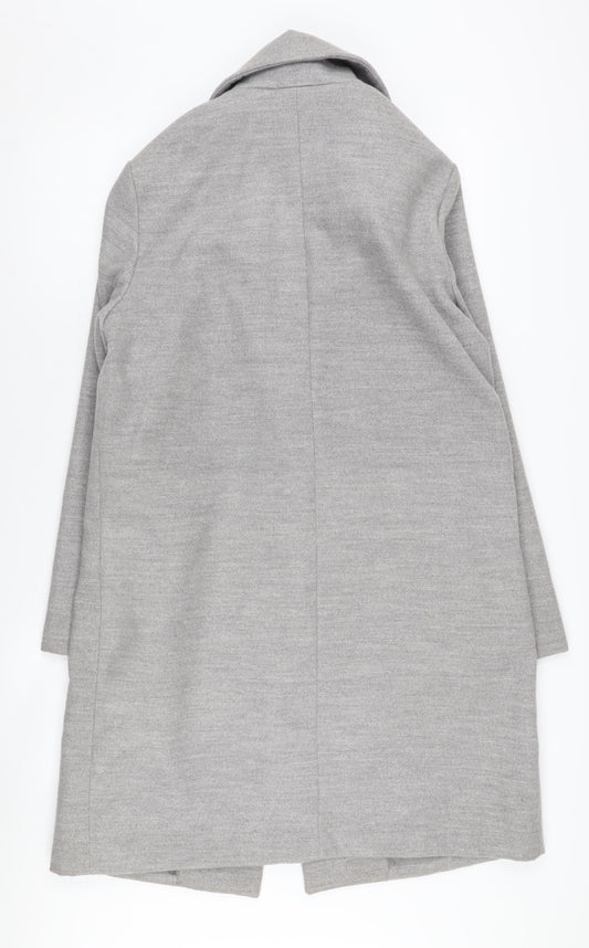 New Look Women's Grey Long Overcoat, Size 12