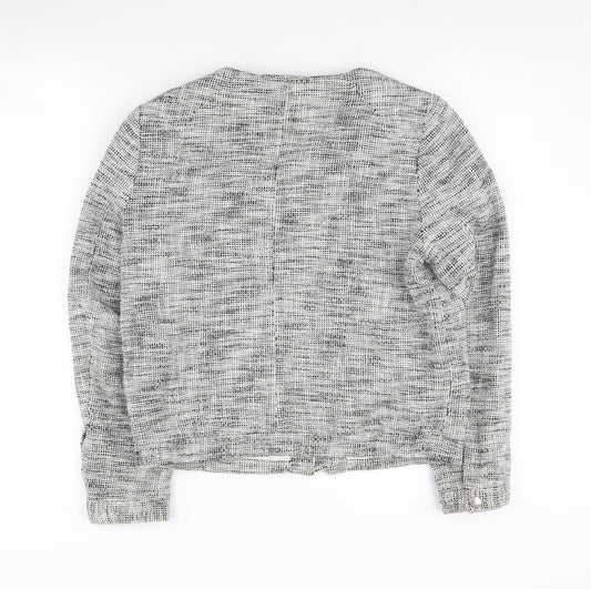 H&M Women's Grey Tweed Bomber Jacket Size 10