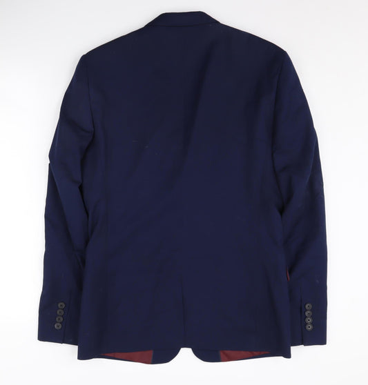 Mens UK Size 38 River Island Regular Blue Suit Jacket