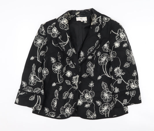 Country Casuals Women's Black Floral Blazer Size 14