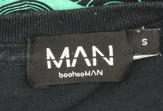 Mens UK Size S boohooMAN Black T-Shirt