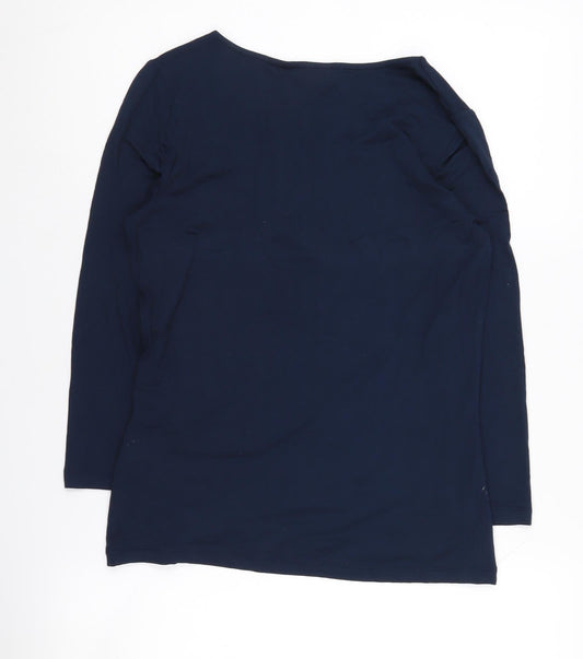 Jaeger Women's Blue Blouse S Long Sleeve Scoop Neck