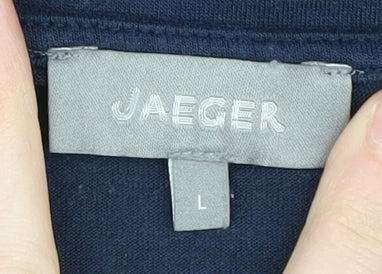 Jaeger Women's Blue Basic T-Shirt L 3/4 Sleeve