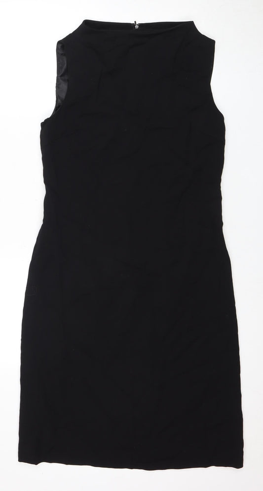 Additional front view of Episode Black Wool Dress, UK 12, Sleeveless Zip