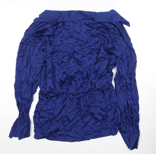 Next Women's Blue Wrap Blouse Size 16 V-Neck