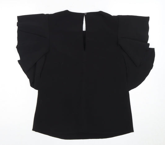 Warehouse Women's Black Flutter Sleeve Top Size 6