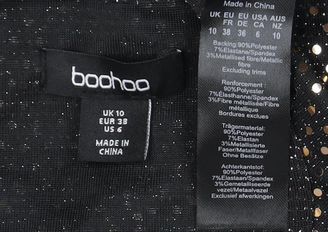 Boohoo Women's Black Bodycon Dress Size 10 Party Sequin