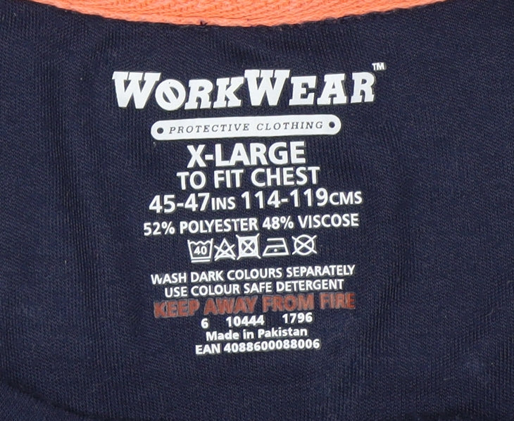 WorkWear Men's XL Blue T-Shirt, Short Sleeve, Crew Neck