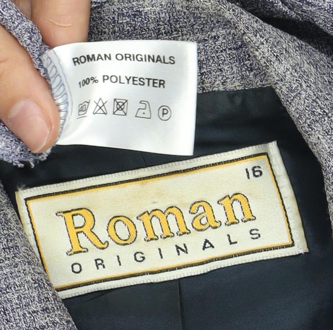 Roman Originals Women's Grey Blazer, Size 16, Regular Fit