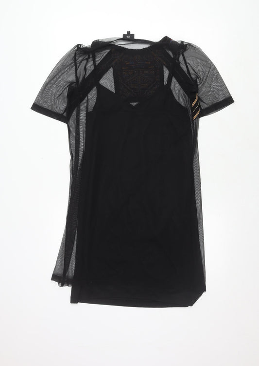 River Island Women's Black Embroidered Dress Size 10