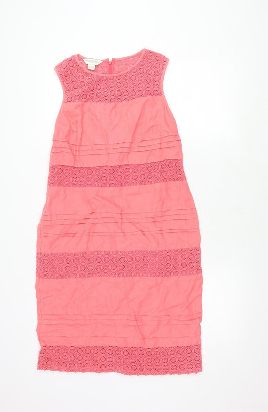 Monsoon Women's Pink Sleeveless Linen Dress Size 10
