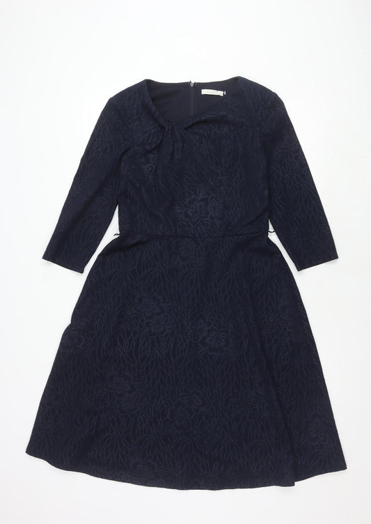 Additional front view of Kaliko Black Long Sleeve Dress, size 10, Floral, Elegant