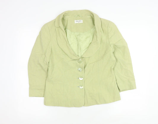 Additional front view of Kaliko Women's Green Blazer, size 12, Shawl Collar