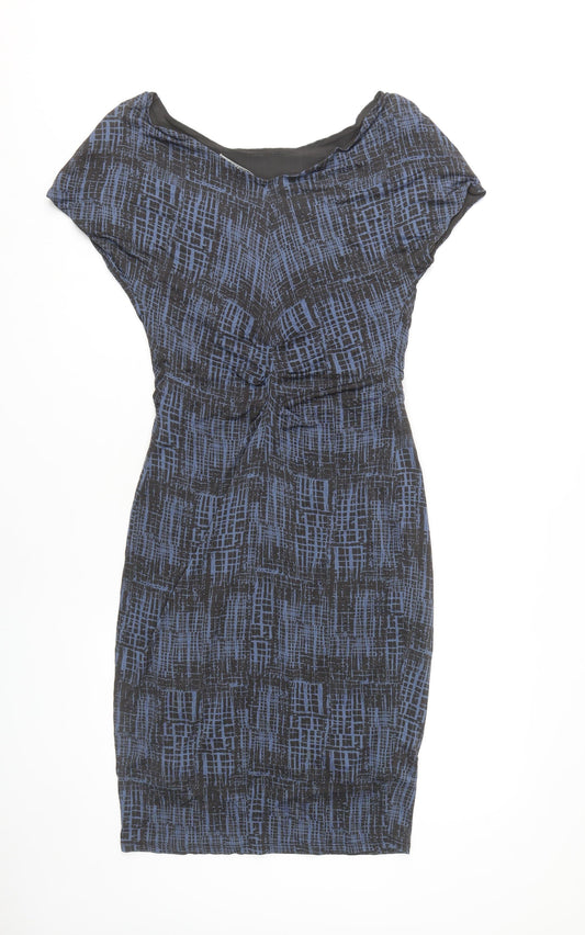 Max Mara Women’s Blue Sheath Dress Geometric Size 18
