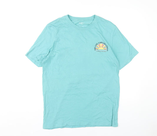 Additional front view of Old Navy unisex blue medium beach graphic t-shirt