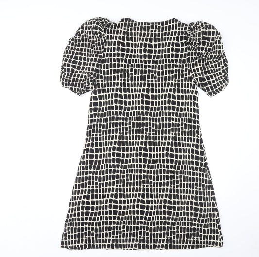 Next Women's Black Puff Sleeve Dress - Size 12