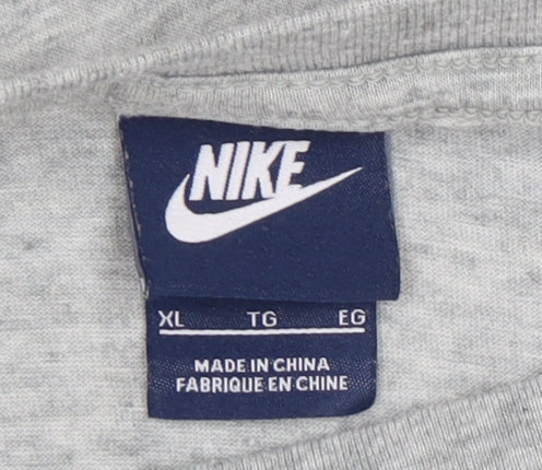 Brand and care label for Nike unisex grey t-shirt xl casual crew neck