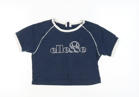 Womens UK Size 6 ellesse Blue Ringer T-Shirt