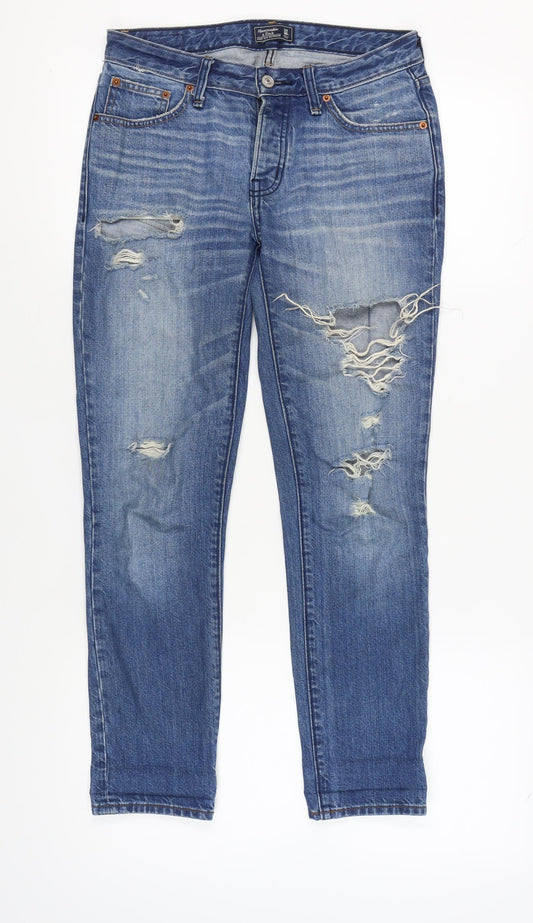 Womens UK Size 24 Abercrombie & Fitch Slim Fit Boyfriend Blue Jeans