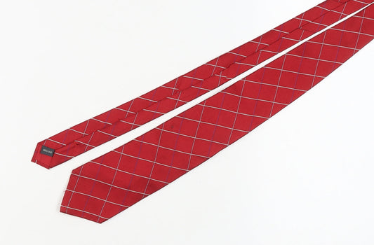 Mens Austin Reed Red Plaids & Checks 100% Silk Tie