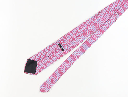 Jaeger Men's Pink Geometric Silk Tie