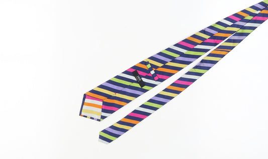 Mens Marks and Spencer Multicoloured Striped 100% Silk Designer Tie