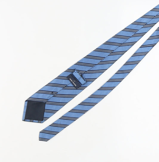 Mens Daniel Hechter Blue Striped 100% Silk Tie