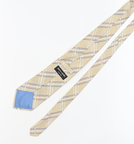 Pierre Cardin Men's Beige Silk Plaid Tie One Size