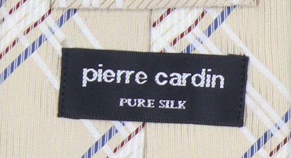 Pierre Cardin Men's Beige Silk Plaid Tie One Size