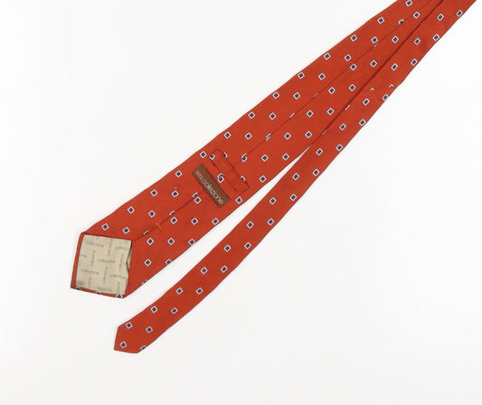 Marks and Spencer Men's Red Geometric Silk Tie