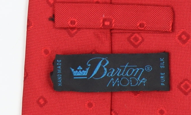 Barton Moda Red Silk Geometric Handmade Men's Tie