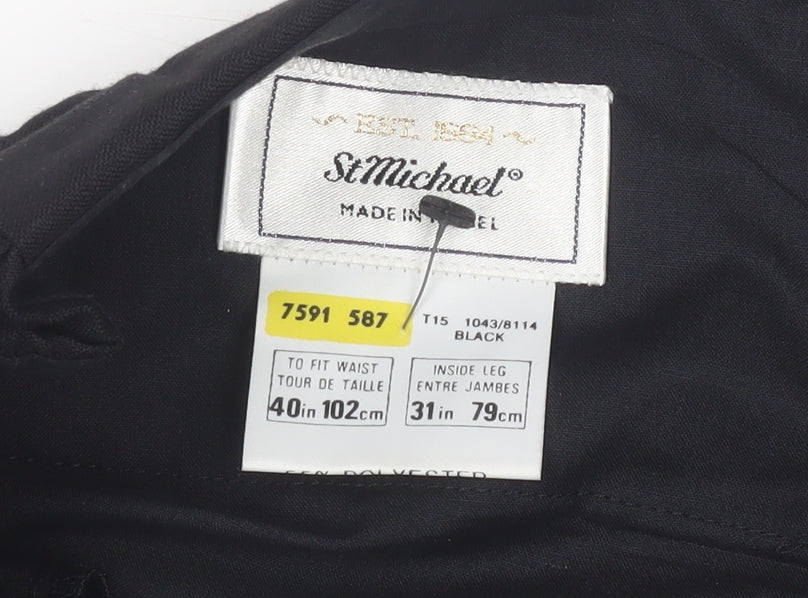 St Michael Men's Black Dress Pants 40W Workwear