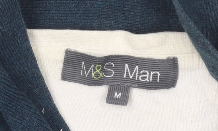 Marks and Spencer Men's Blue Henley Jumper M